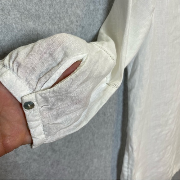 Joie Linen Prairie White V Neck Lace Tunic Top - Picture 8 of 9